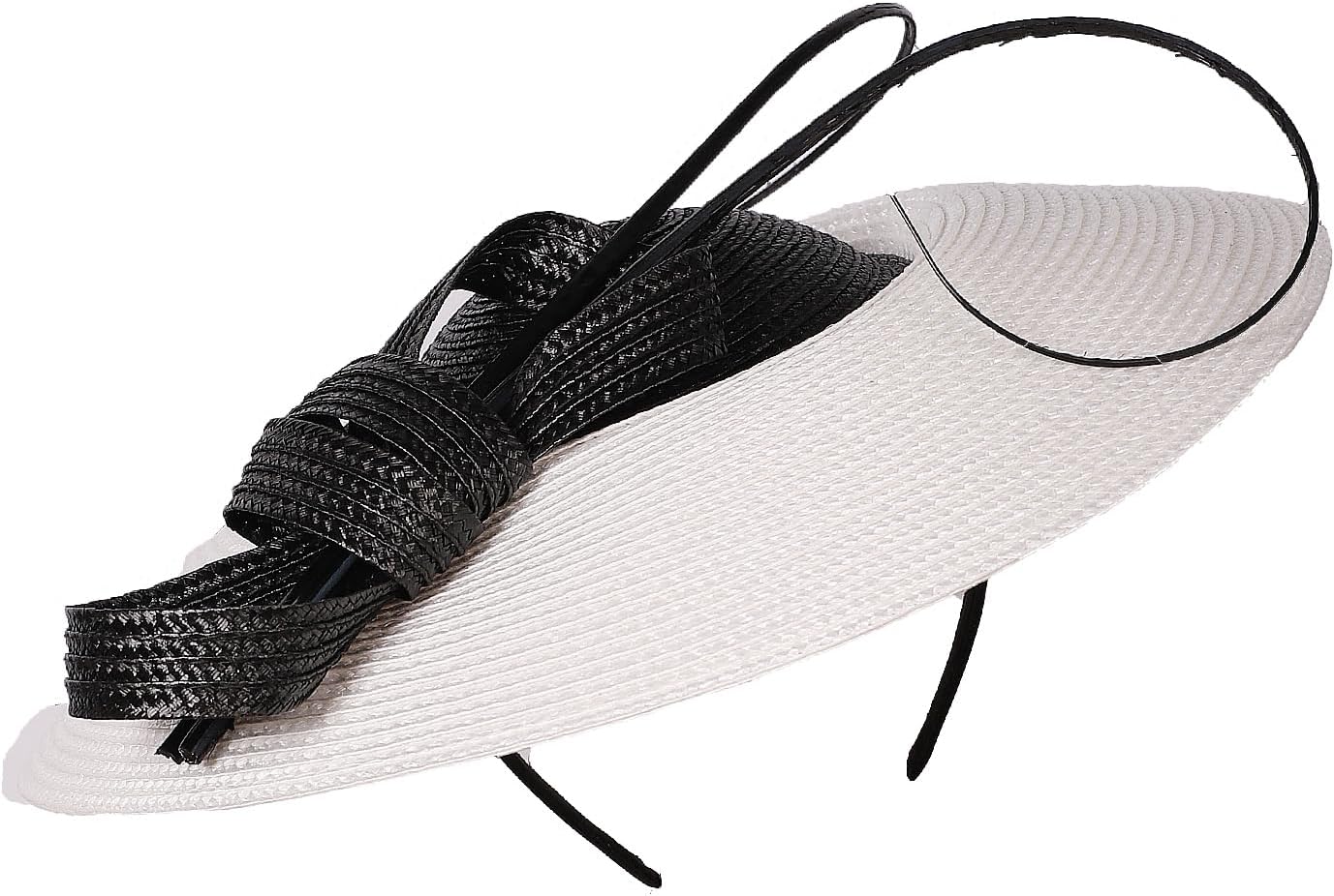 FADVES Fascinators Pillbox Hat Weddings Women Straw Fedora Vintage Sinamay Base Hats Large Black