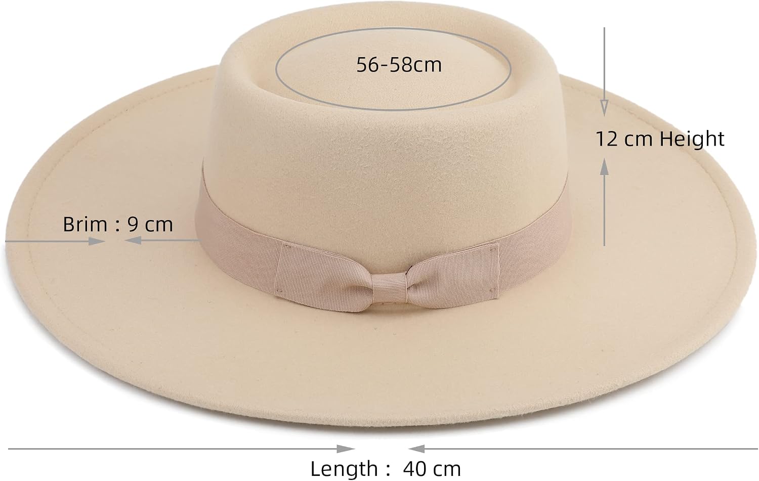 Pro Celia Big Wide Brim Women Fedora Hat Oval-rice